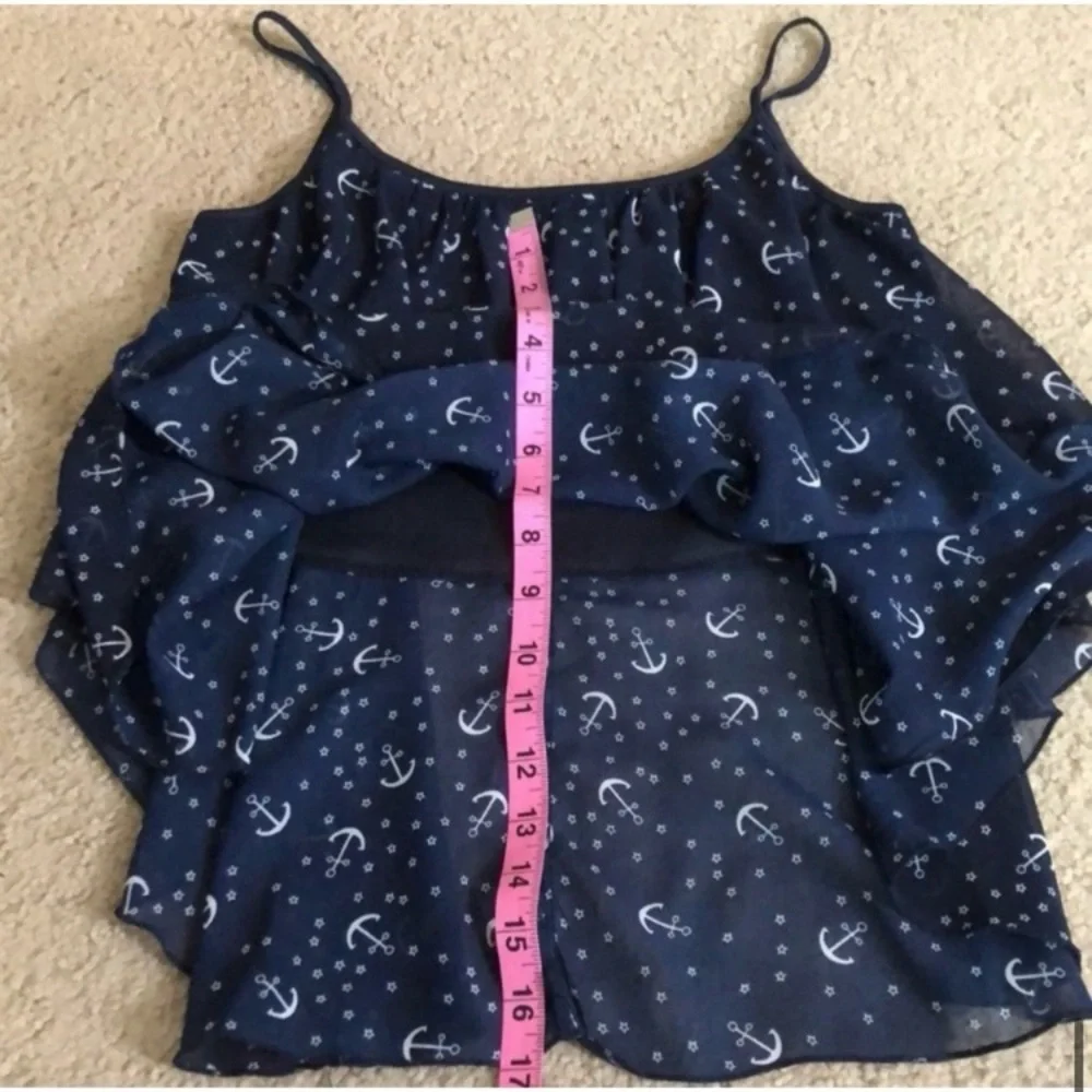 Navy Blue Anchor Print Sleeveless Camisole Summer Tank Top - Picture 6 of 6